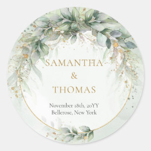 Boho watercolor eucalyptus gold frame Stickers