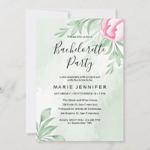 Boho Watercolor Eucalyptus Leaves bachelorette Invitation