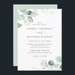 Boho Watercolor Eucalyptus Leaves Greenery Wedding Invitation<br><div class="desc">Customisable wedding invitation. It features watercolor illustration of eucalyptus leaves and blossoms. Personalise this greenery wedding invitation by adding your wedding details. This watercolor eucalyptus wedding invitation is perfect for spring weddings,  winter weddings and boho weddings.</div>