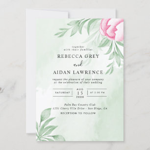 Boho Watercolor Eucalyptus Leaves Greenery Wedding Invitation
