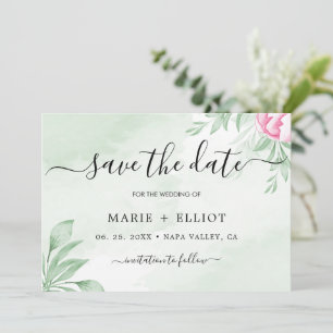 Boho Watercolor Eucalyptus Wedding Save The Date