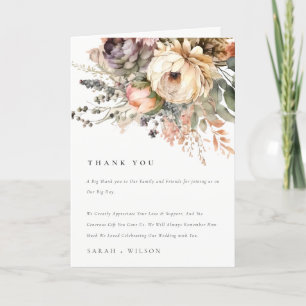 Boho Watercolor Fall Autumn Floral Bunch Wedding Thank You Card