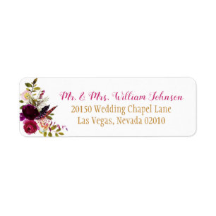 Boho Watercolor Fall Floral Bouquet Wedding Label Return Address Label