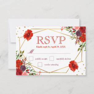 Boho Watercolor Fall Flowers Wedding RSVP Card