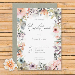 Boho Watercolor Floral  Bridal Brunch Invitation