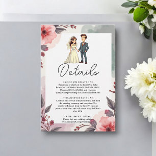 Boho Watercolor Floral Bride And Groom Wedding Enclosure Card