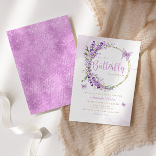 Boho Watercolor Floral Butterfly Girl Baby Shower Invitation