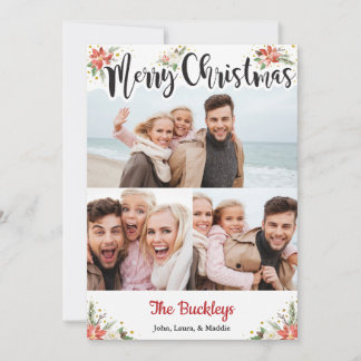 Boho Watercolor Floral Christmas Collage Card