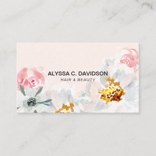 Boho Watercolor floral Hair Beauty Customisable Business Card