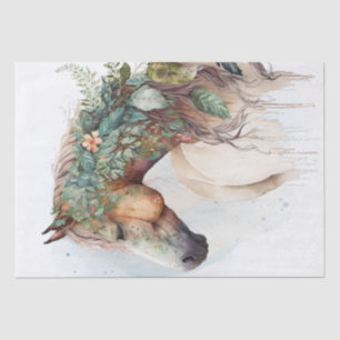 Boho Watercolor Floral Horse Tissue Paper