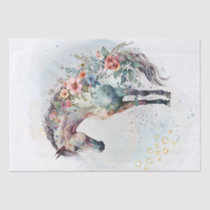 Boho Watercolor Floral Horse Tissue Paper