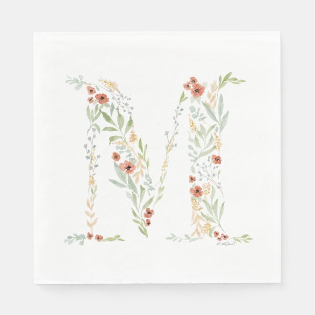 Boho Watercolor Floral  Napkin (Front)