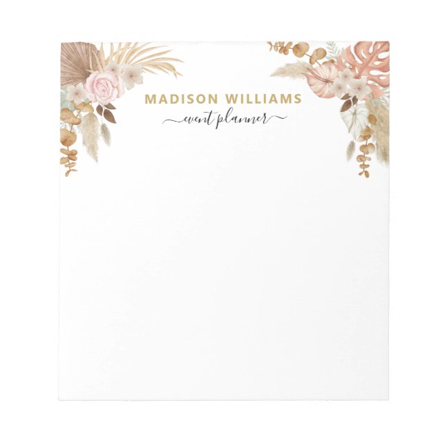 Boho Watercolor Floral Notepad (Front)