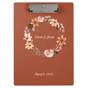 Boho Watercolor Floral Personalised Clipboard