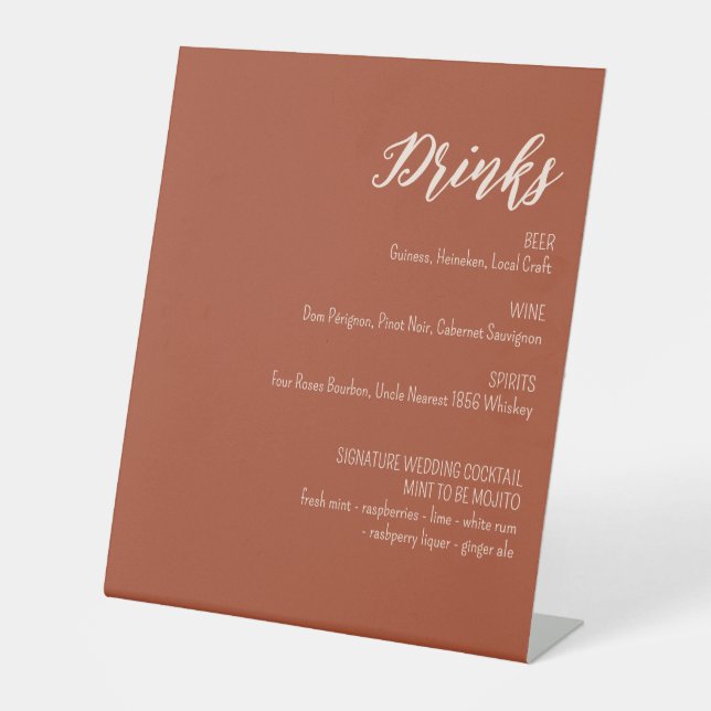 Boho Watercolor Floral Personalized  Pedestal Sign (Front)