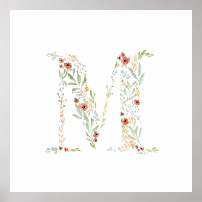 Boho Watercolor Floral  Poster (Front)