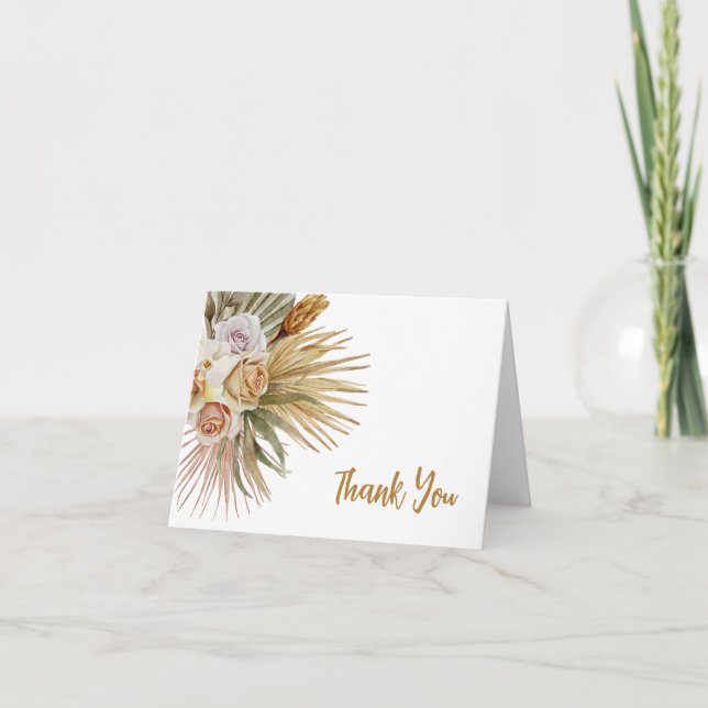 Boho Watercolor Floral Thank You Card (Front)