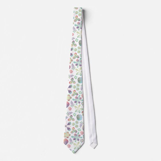 Boho Watercolor Floral Tie (Front)