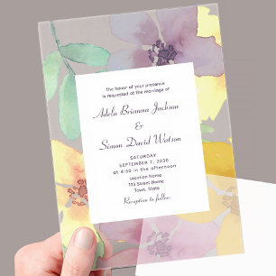 Boho Watercolor Floral Wedding Acrylic Invitations