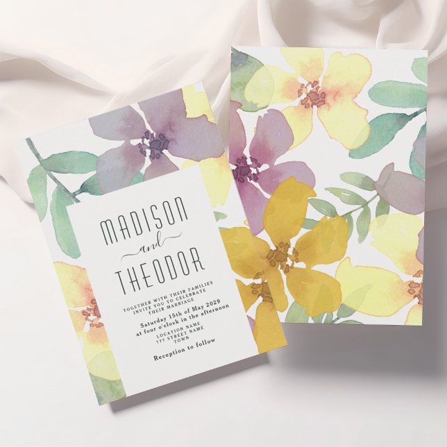 Boho Watercolor Floral Wedding Invitation (Creator Uploaded)