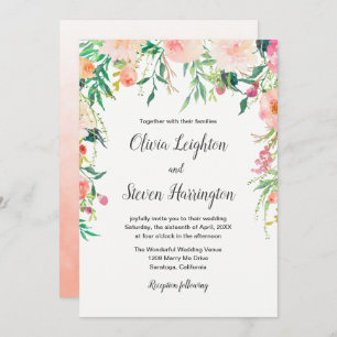 Boho Watercolor Floral Wedding Invitation