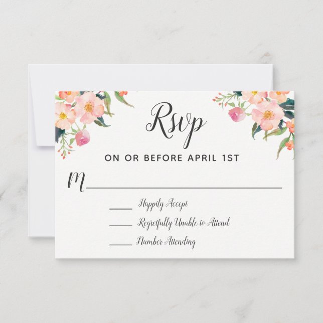 Boho Watercolor Floral Wedding RSVP (Front)