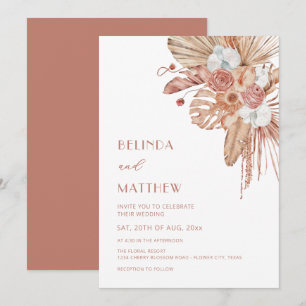 Boho Watercolor Flowers Casual Wedding Invitation