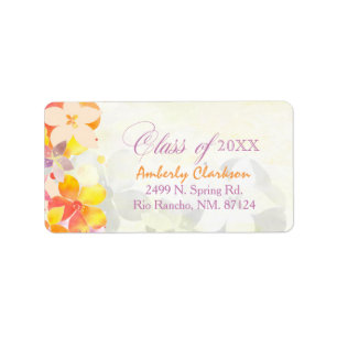 Boho Watercolor Flowers Graduation Address Label