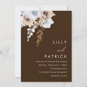 Boho Watercolor Flowers Modern Wedding Invitation