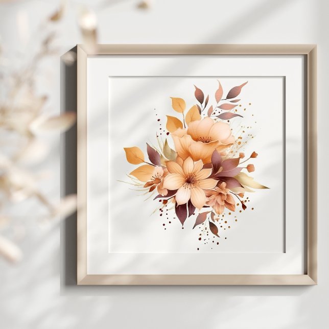 Boho Watercolor Flowers Splash Art Splatter Poster (Creator Uploaded)