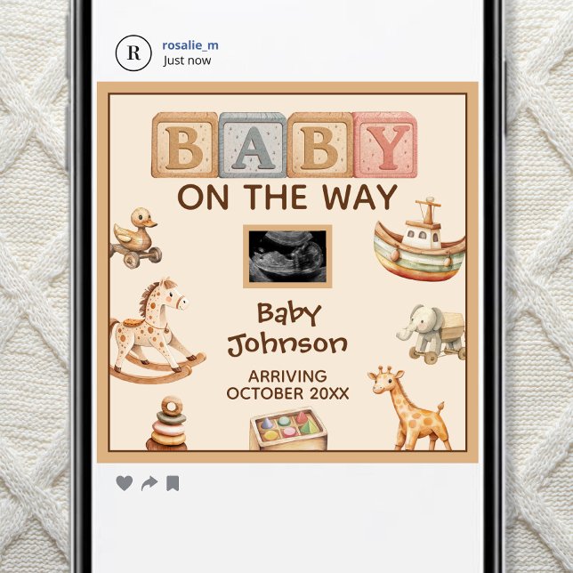 Boho Watercolor Gender Neutral Digital Pregnancy Announcement (Creator Uploaded)