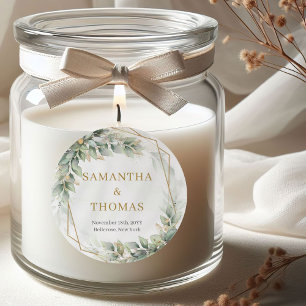 Boho watercolor green eucalyptus and gold Stickers