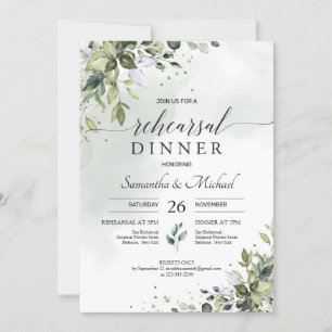 Boho watercolor greenery foliage boho rehearsal invitation