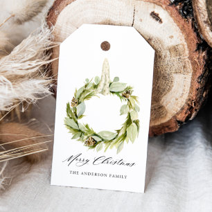 Boho Watercolor Greenery Wreath Gift Tags