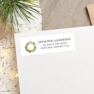 Boho Watercolor Greenery Wreath Return Address Label