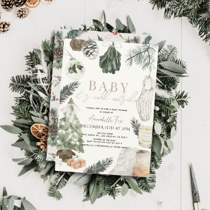 Boho Watercolor Holiday Baby Shower Invitation