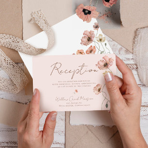 Boho Watercolor Iceland Poppy Flowers Reception Enclosure Card