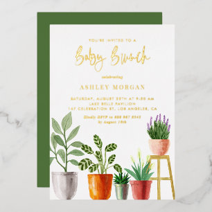 Boho Watercolor Indoors Plants Baby Shower Brunch
