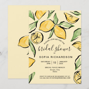 Boho Watercolor Lemon Citrus Greenery Summer Invitation