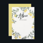 Boho Watercolor Lemon Wreath Advice Card<br><div class="desc">Boho-inspired advice flat card featuring watercolor lemon wreath. Bright and whimsical,  perfect for bridal showers,  weddings,  baby showers and similar events. This design is available for other events.</div>