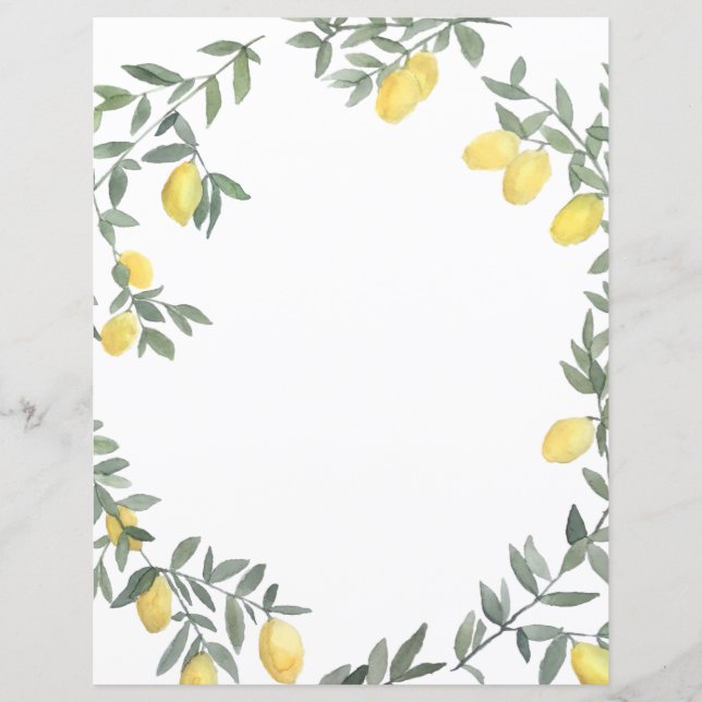 Boho Watercolor Lemon Wreath Personalised Card (Front)