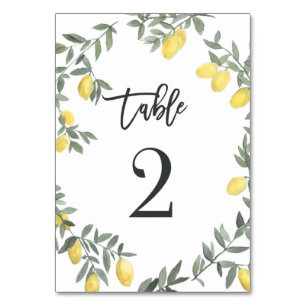 Boho Watercolor Lemon Wreath Table 2 Number