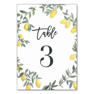 Boho Watercolor Lemon Wreath Table 3 Number