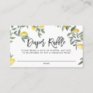 Boho Watercolor Lemons Diaper Raffle Game Card