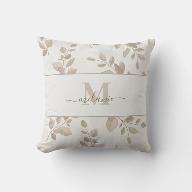 Boho Watercolor Monogram Custom Name Cushion (Front)