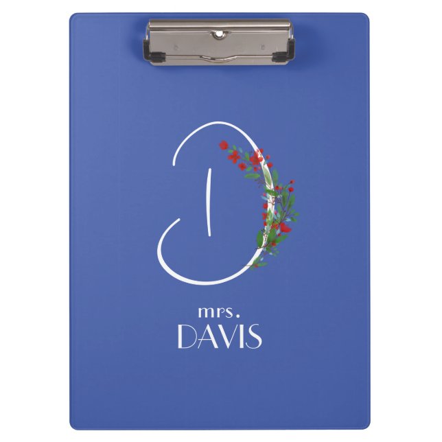 Boho watercolor monogram letter D  Clipboard (Front)