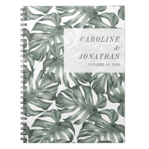 Boho Watercolor Monstera Plant Custom Wedding  Notebook