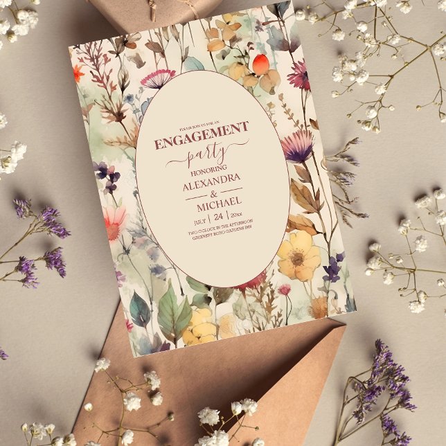 Boho Watercolor Muted Tones Wildflowers Wedding Invitation (Creator Uploaded)