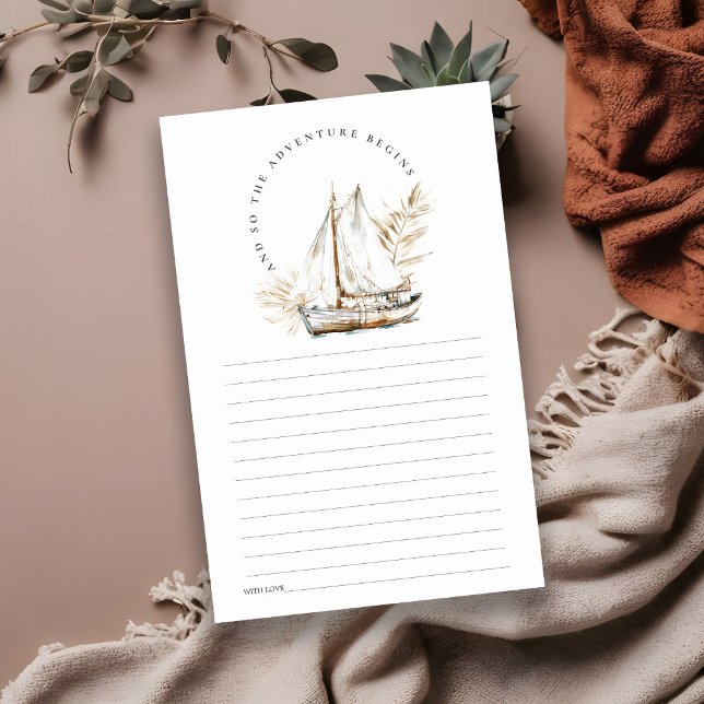 Boho Watercolor Palm Sailboat Seascape Advice Card (Creator Uploaded)