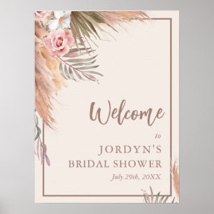  Boho Watercolor Pampas Grass Bridal Shower Poster